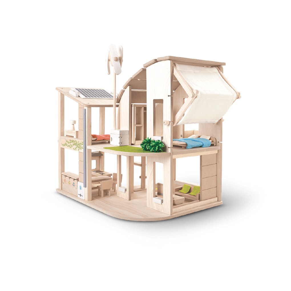 Sustainable Green Dollhouse with Furniture