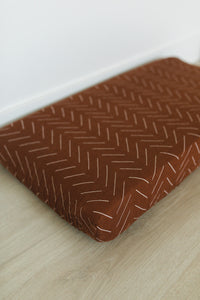Rust Mudcloth Changing Pad Cover