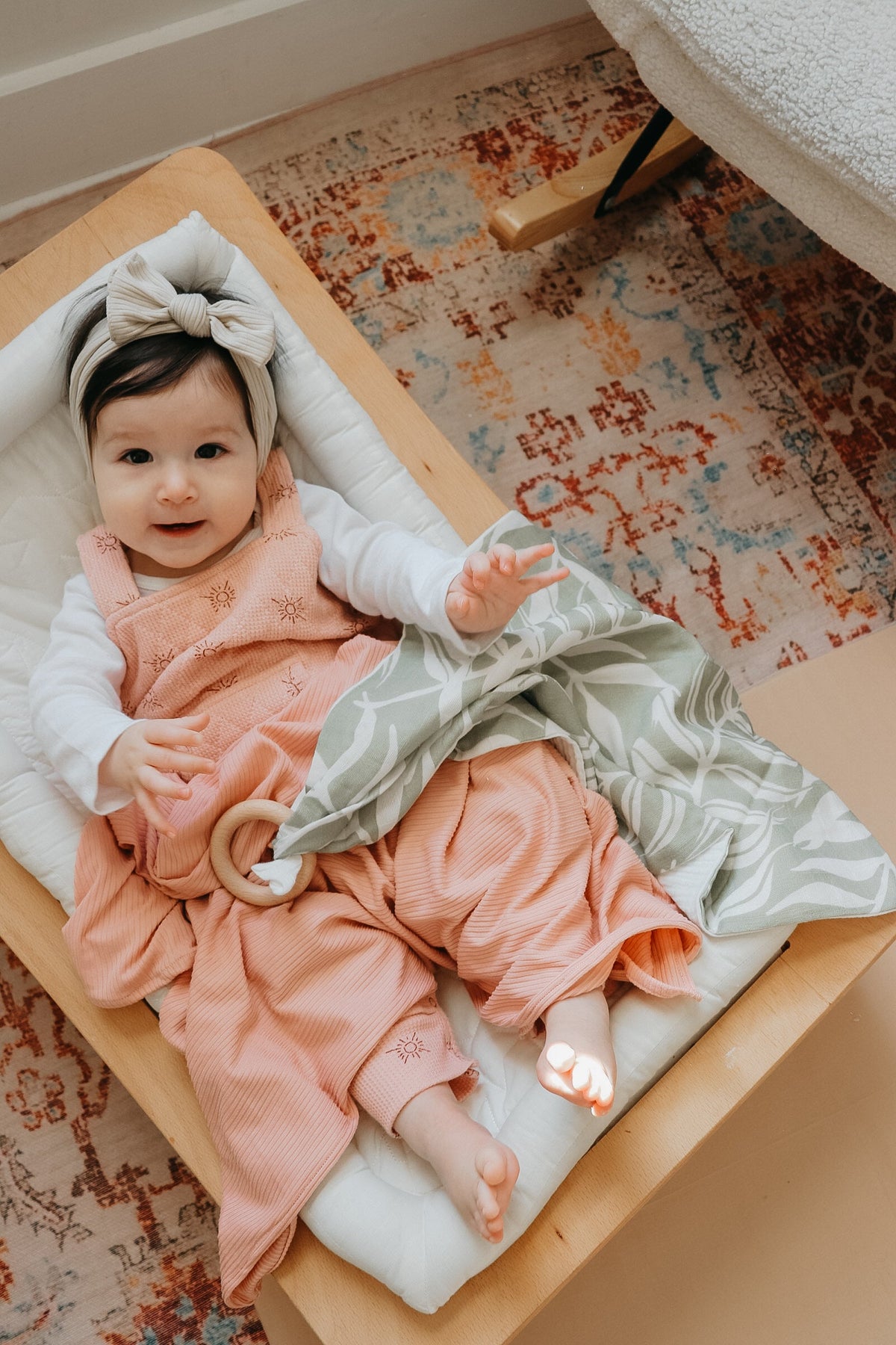 Peony Ribbed Stretch Swaddle Blanket