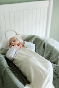 Mint Pointelle Knit Blanket
