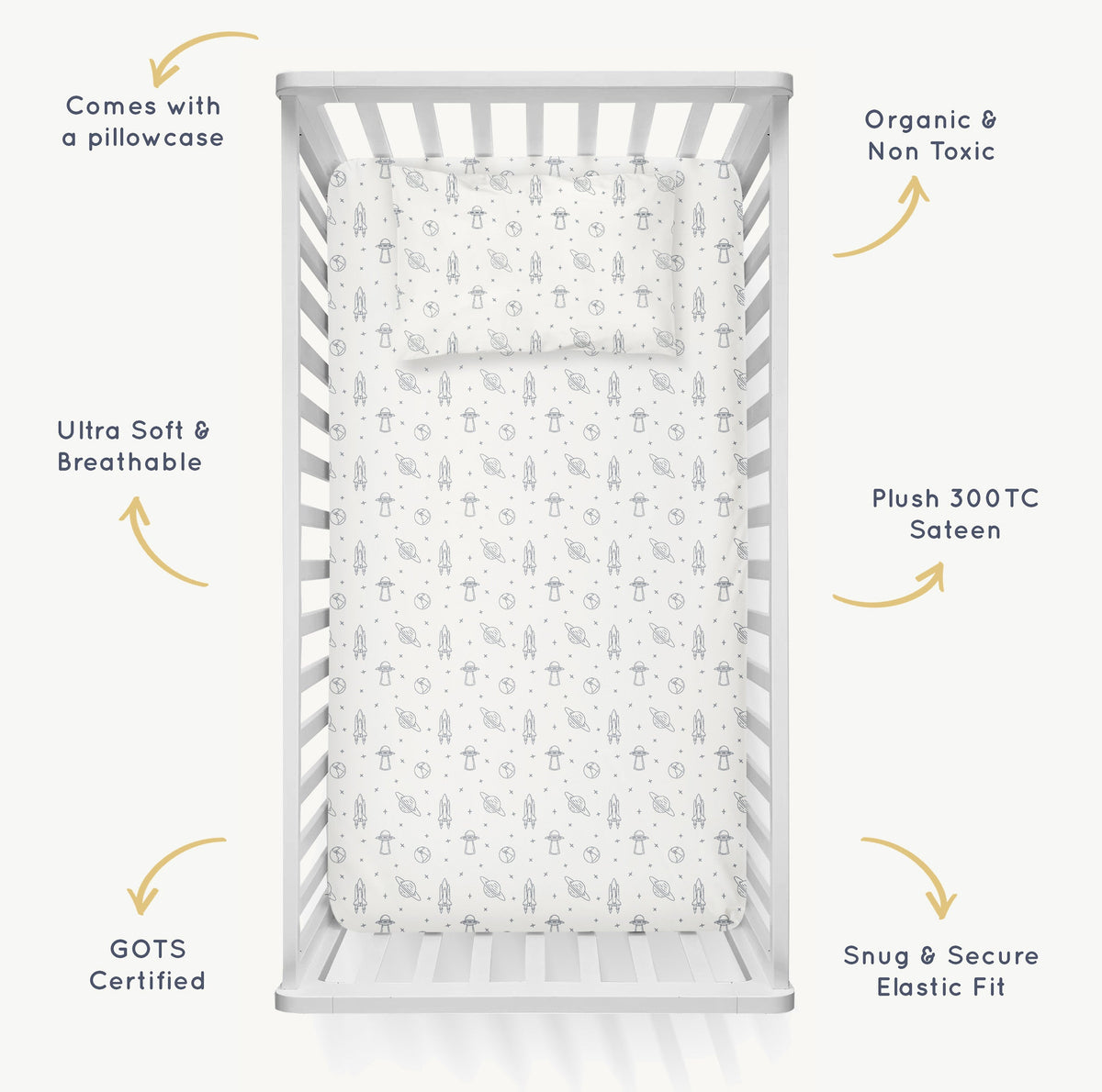 Celestial Organic Crib Sheet