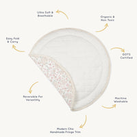 Organic Cotton Quilted Reversible Play Mat - Blossom/Ivory