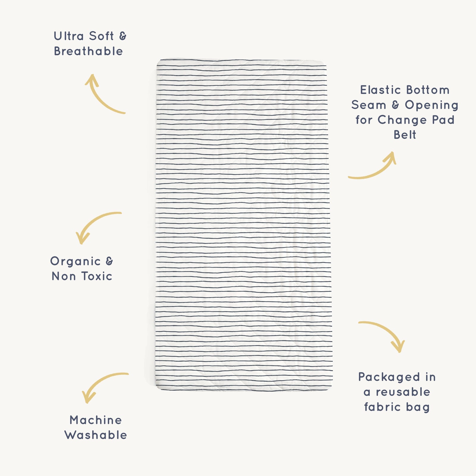 Navy Stripes Organic Changing Pad Cover