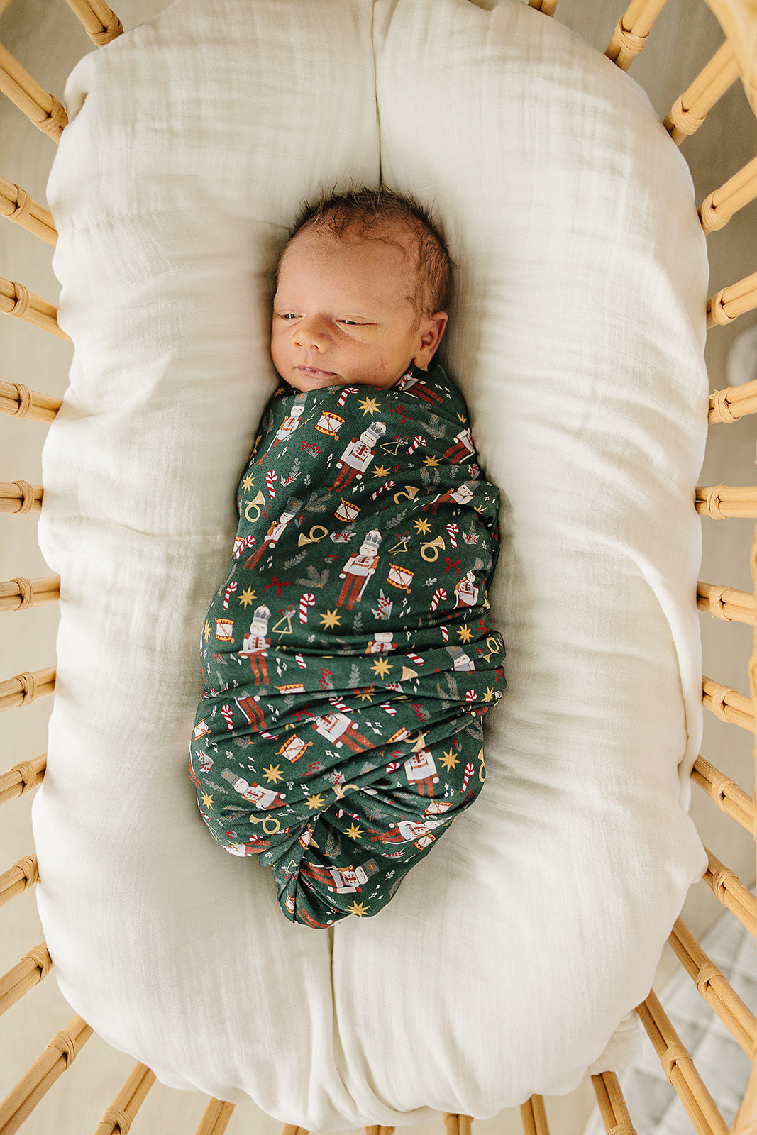 Green Nutcracker Stretch Swaddle Blanket