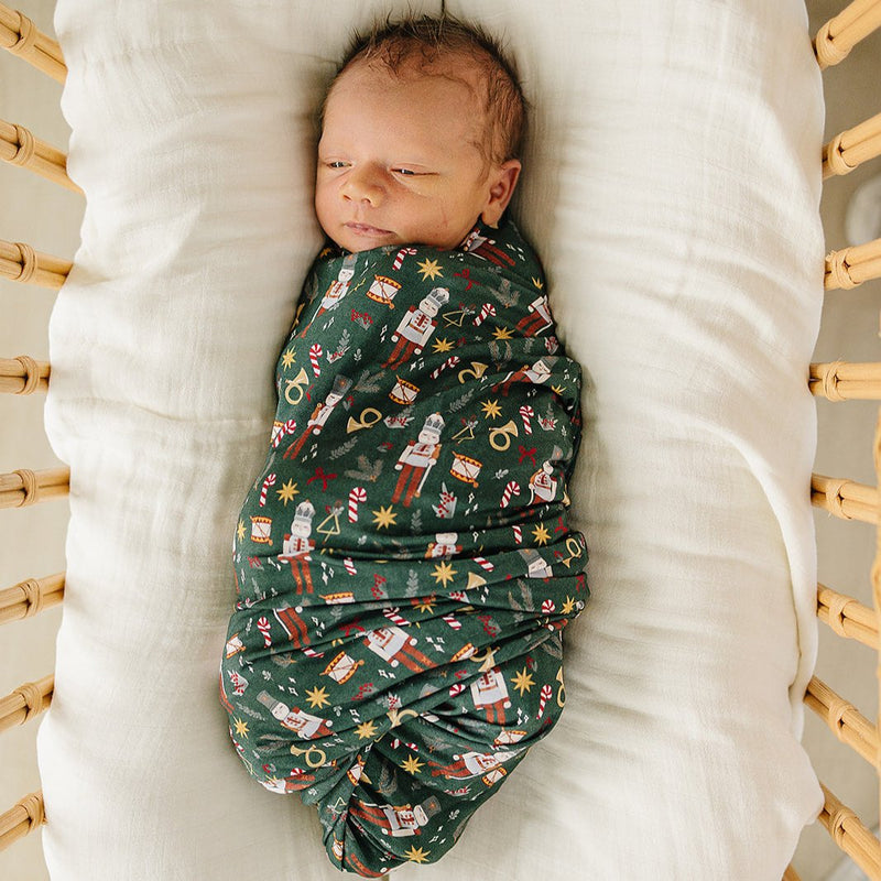 Green Nutcracker Stretch Swaddle Blanket