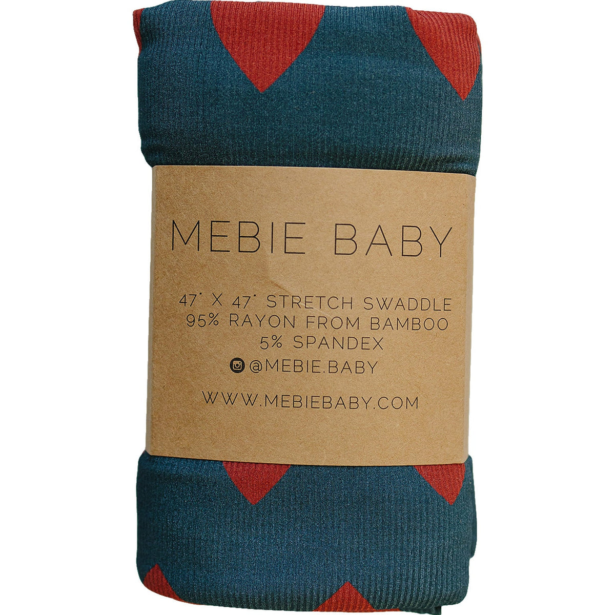 Navy + Red Hearts Bamboo Stretch Swaddle Blanket