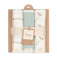 Organic Cotton 3-pc. Poppy Burp Cloth Set