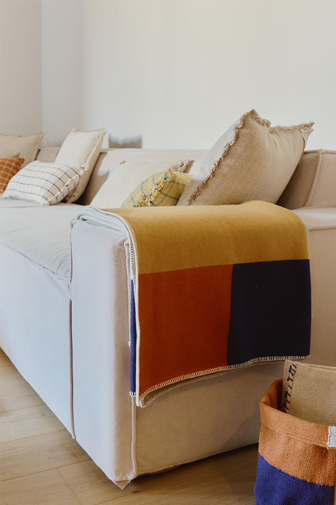 Geometric Color Block Throw Blanket