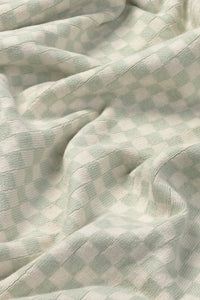 Light Blue Sage Checked Throw Blanket