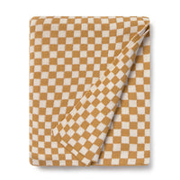 Checkered blanket with honey dark yellow and white pattern