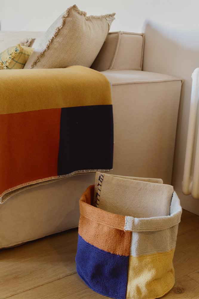 Color-blocked Bauhaus inspired Storage Basket