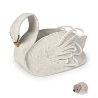White Rope Handcrafted Swan Basket with Baby Swan