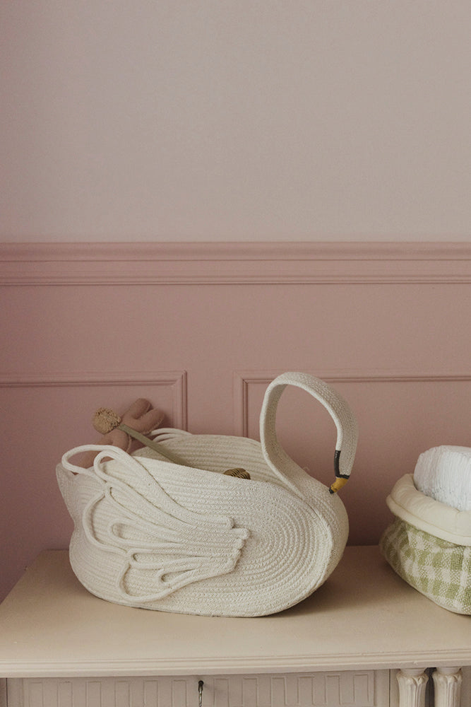 Handcrafted Rope Swan Basket Toy Storage