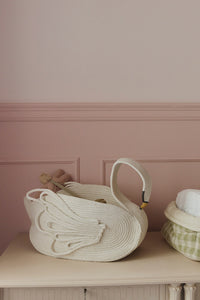 Handcrafted Rope Swan Basket Toy Storage