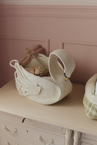 Handcrafted Rope Swan Basket Toy Storage