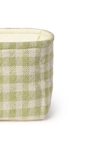 Light Green Checkered Quilted Basket Close Up