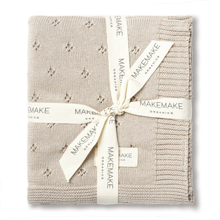 Beige Organic Cotton Pointelle Baby Blanket