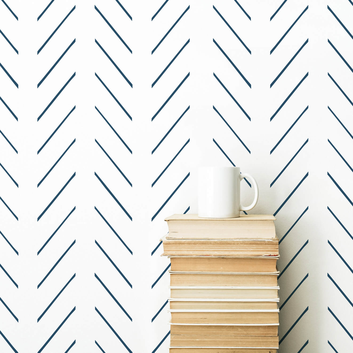 Navy Blue Delicate Herringbone Wallpaper