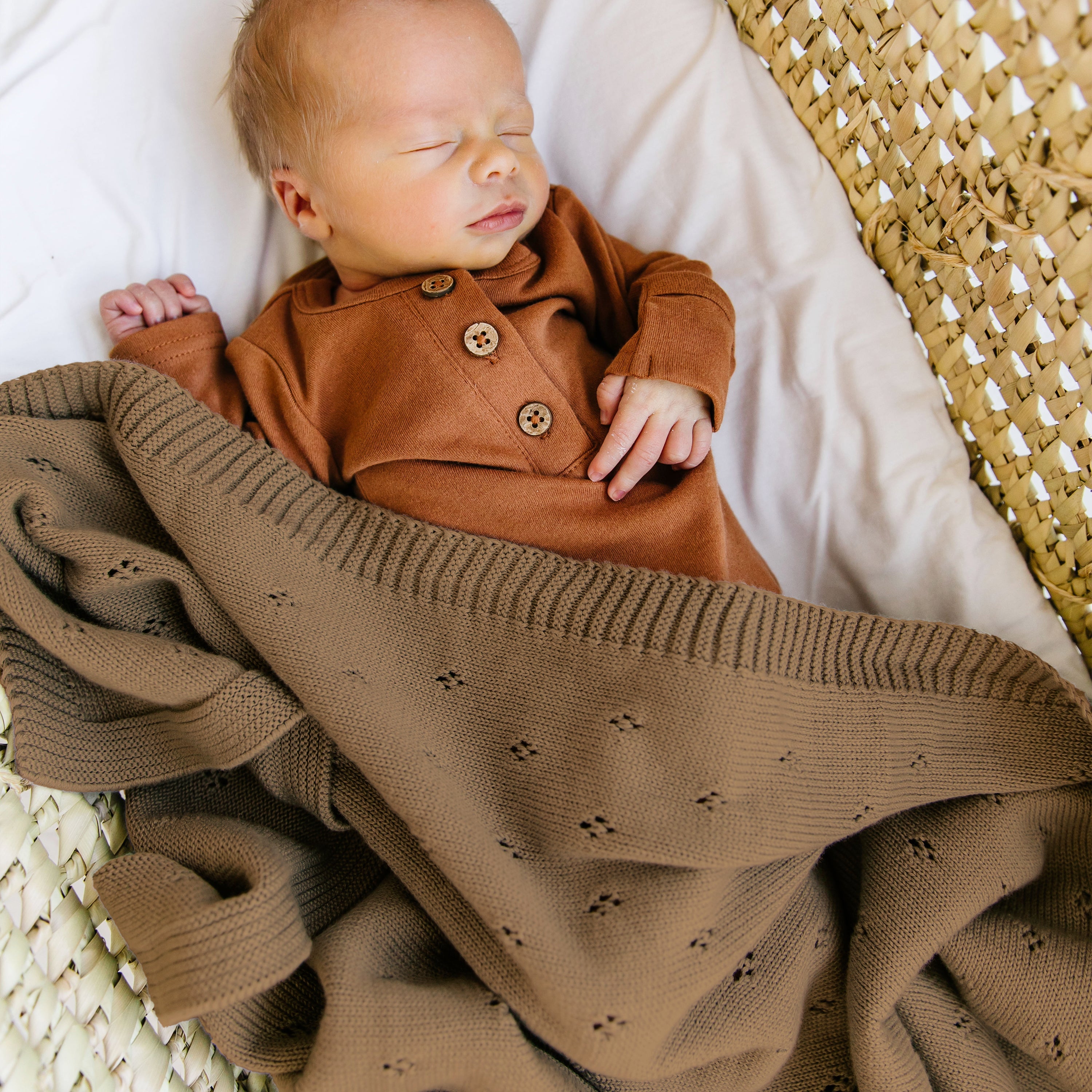 Brown Organic Cotton Pointelle Baby Blanket – Project Nursery