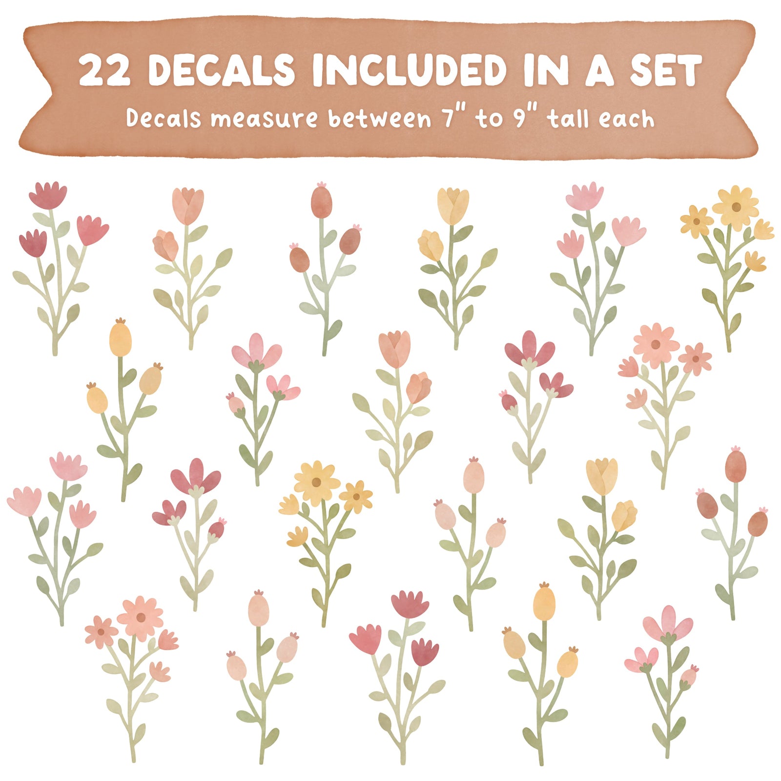Floral Bunch Fabric Wall Decals - Cottage