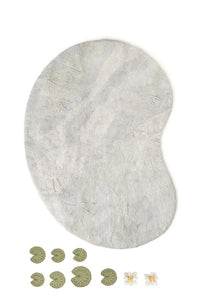 Lake Shaped Washable Rug with Removable Water Lilies