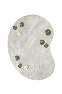 Lake Shaped Washable Rug with Removable Water Lilies