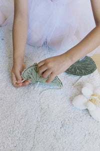 Lake Shaped Washable Rug with Removable Water Lilies