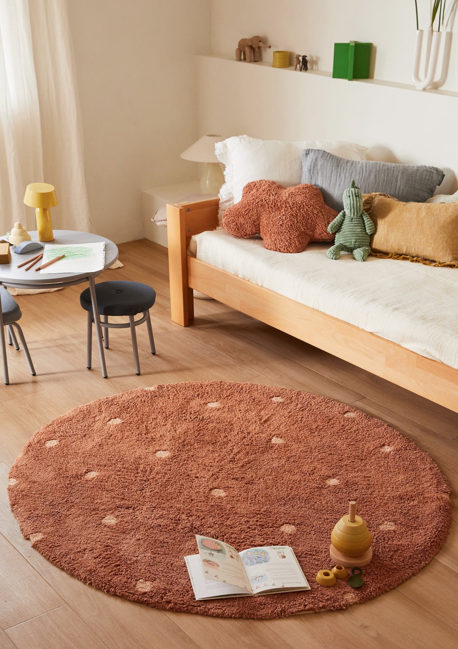 Round Dot Washable Rug