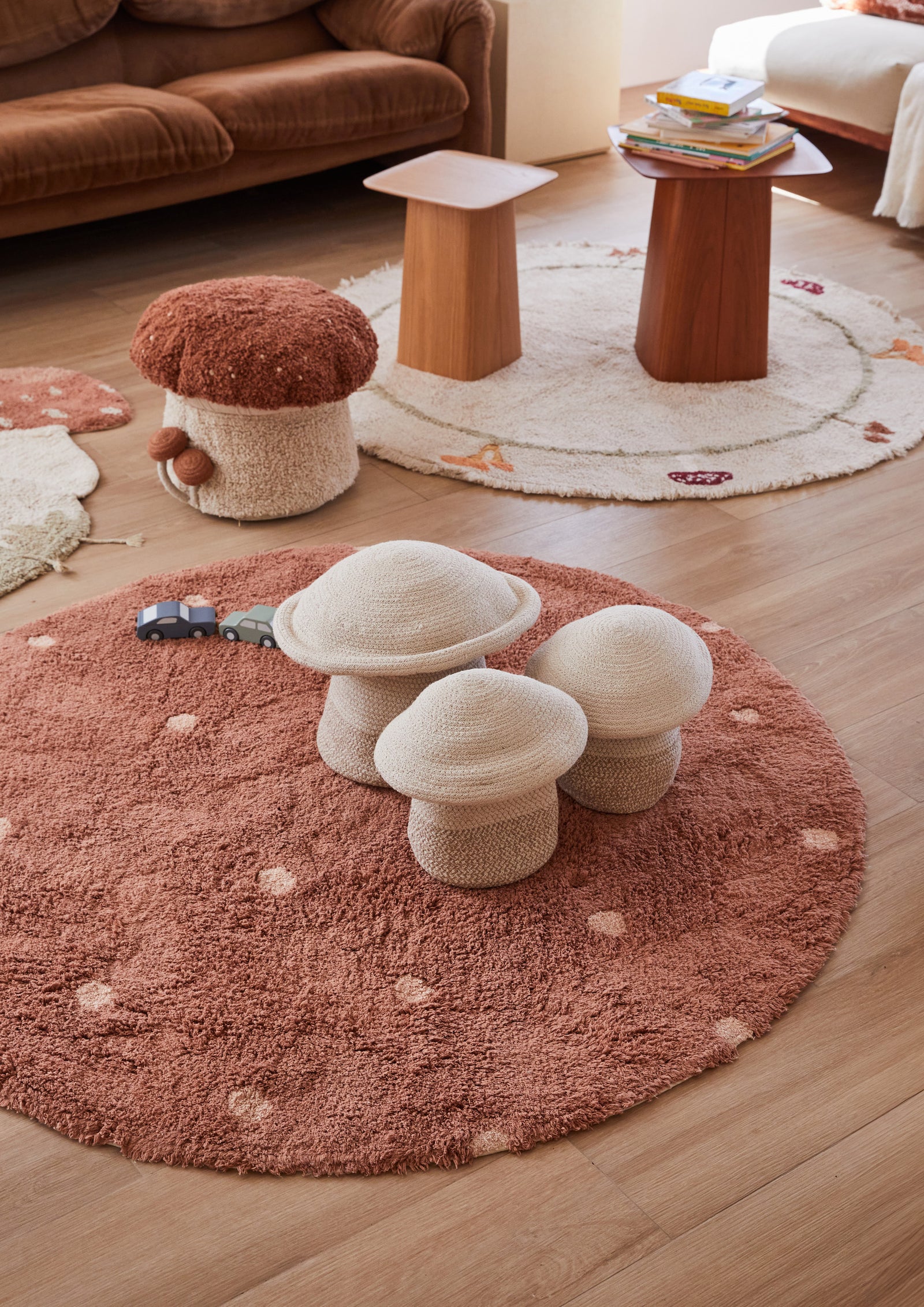 Round Dot Washable Rug