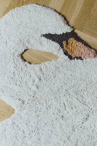 Washable White Swan Rug Details