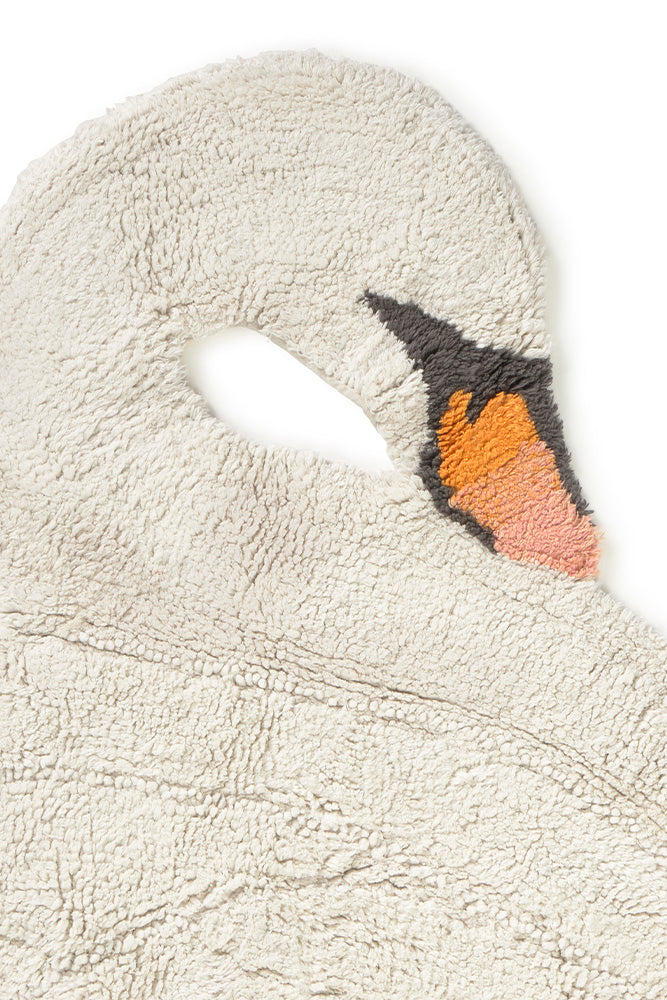 Washable White Swan Rug Details