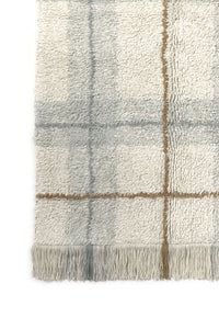 Washable Blue Sage Tartan Plaid Rug with Fringe