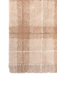 Washable Rose Tartan Plaid Rug with Fringe
