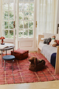 Washable Red Tartan Plaid Rug
