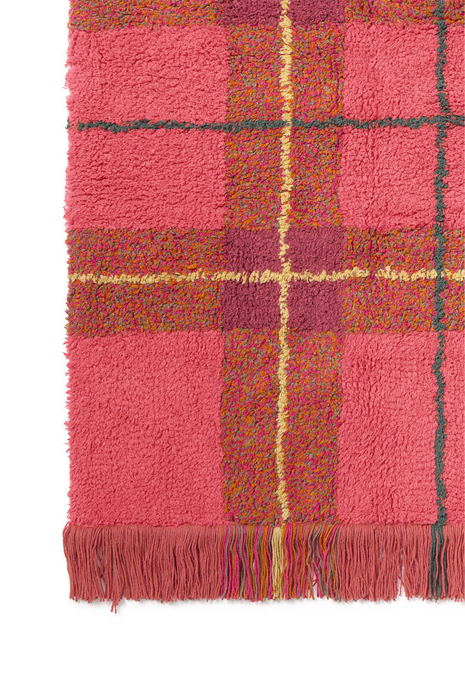 Washable Red Tartan Plaid Rug