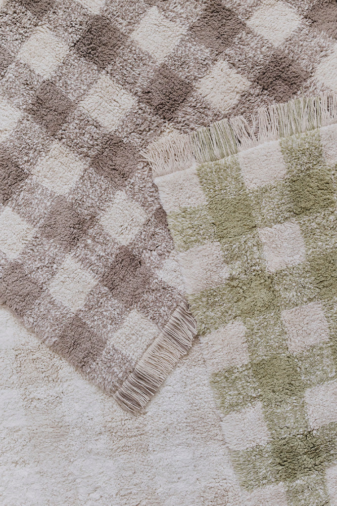 Checkered Rugs with Fringe
