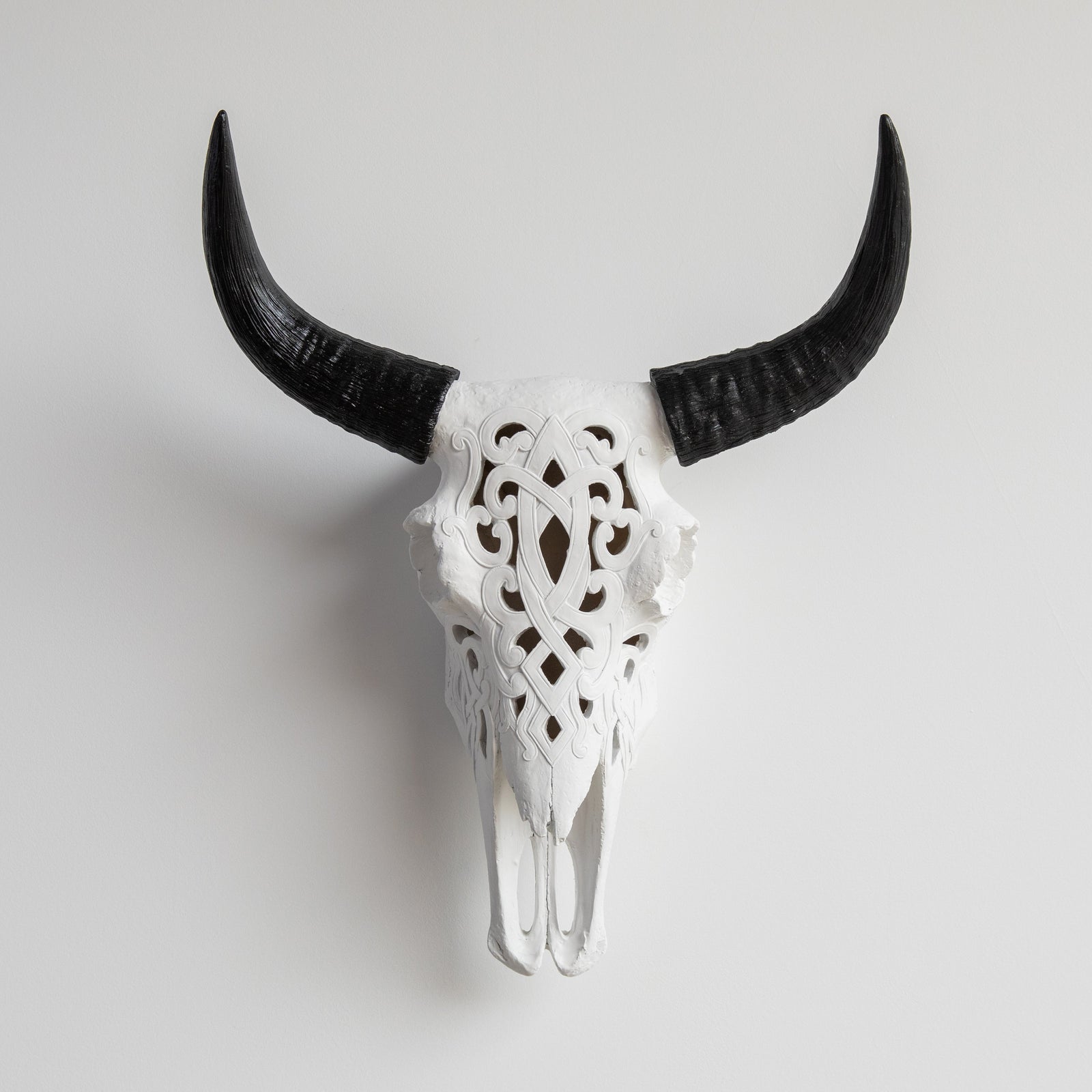 Faux Carved Cow Skull Wall Hanging