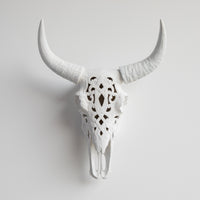 Faux Carved Cow Skull Wall Hanging