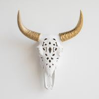 Faux Carved Cow Skull Wall Hanging