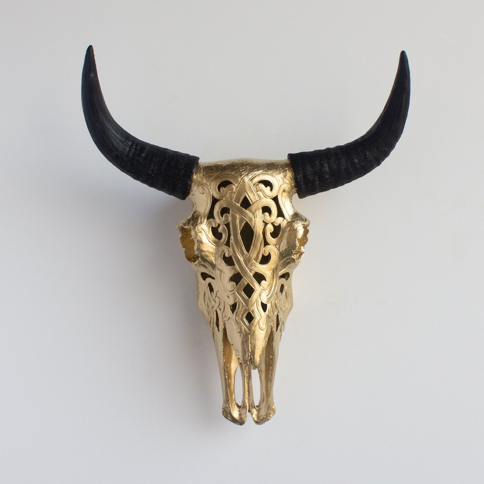 Faux Carved Cow Skull Wall Hanging