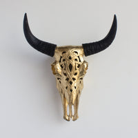 Faux Carved Cow Skull Wall Hanging