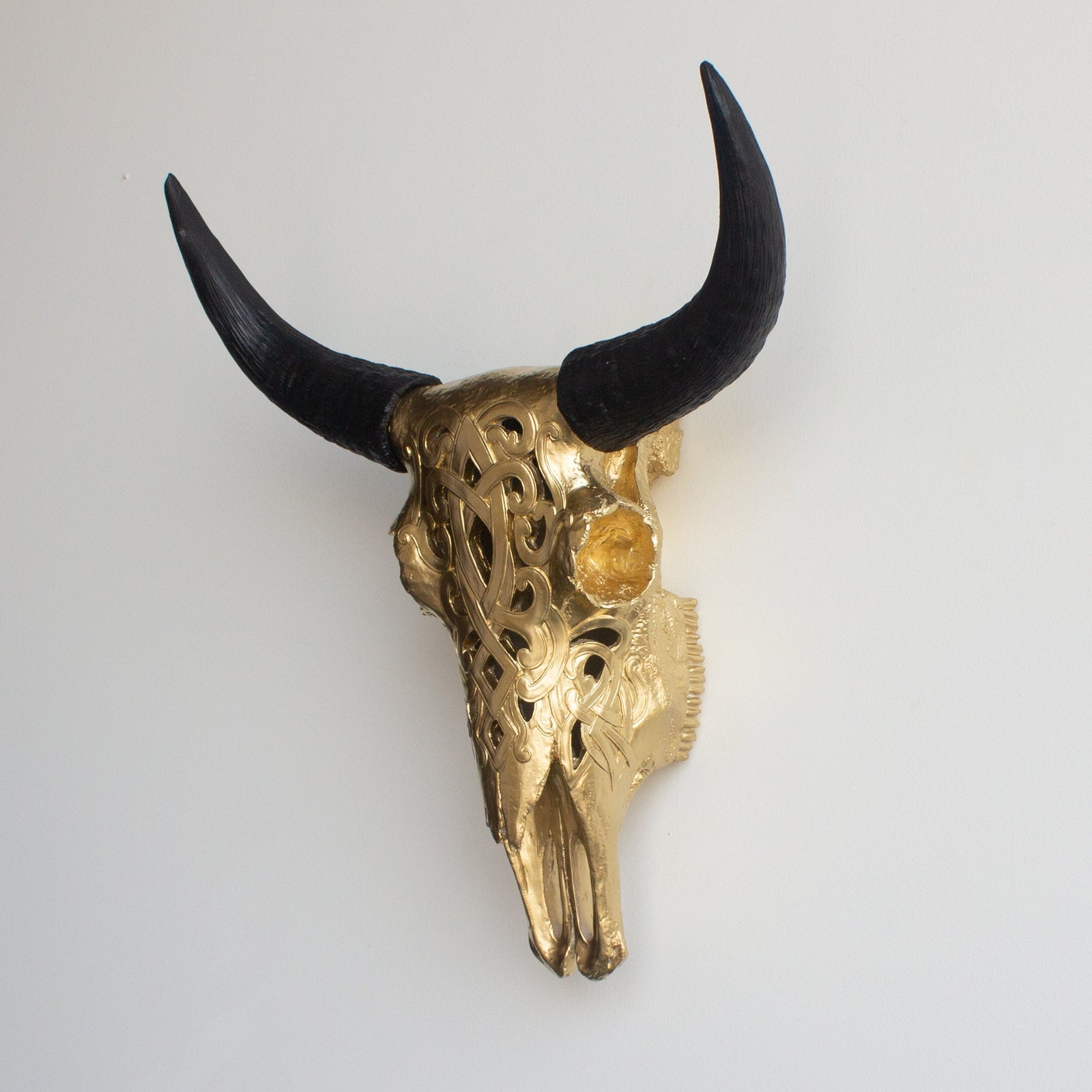 Faux Carved Cow Skull Wall Hanging