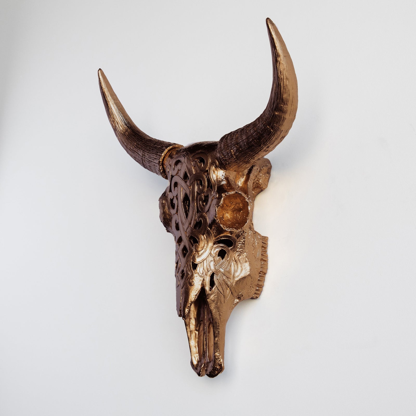 Faux Carved Cow Skull Wall Hanging