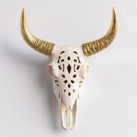 Faux Carved Cow Skull Wall Hanging