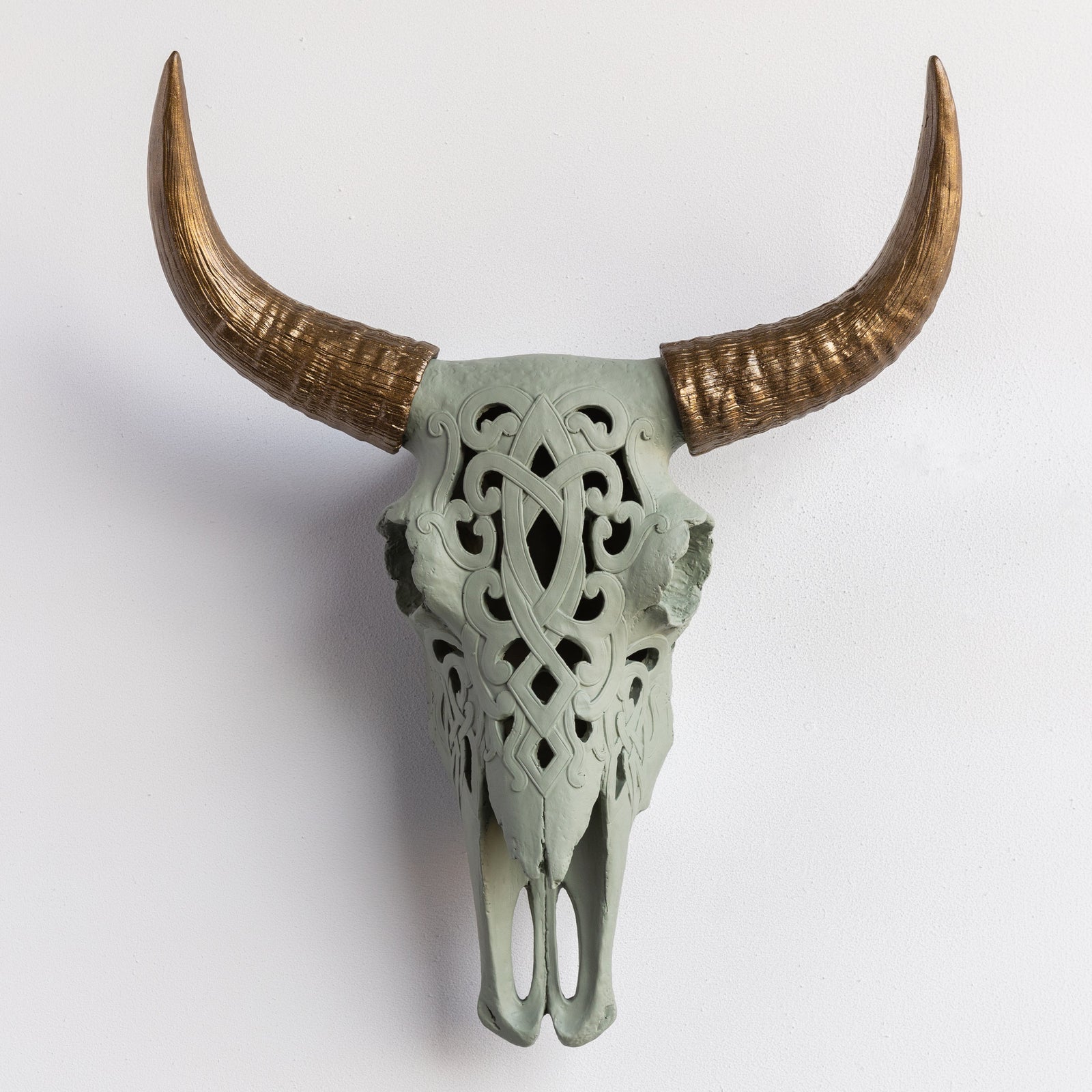 Faux Carved Cow Skull Wall Hanging
