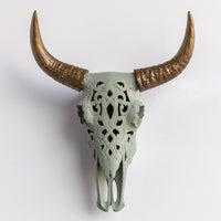 Faux Carved Cow Skull Wall Hanging