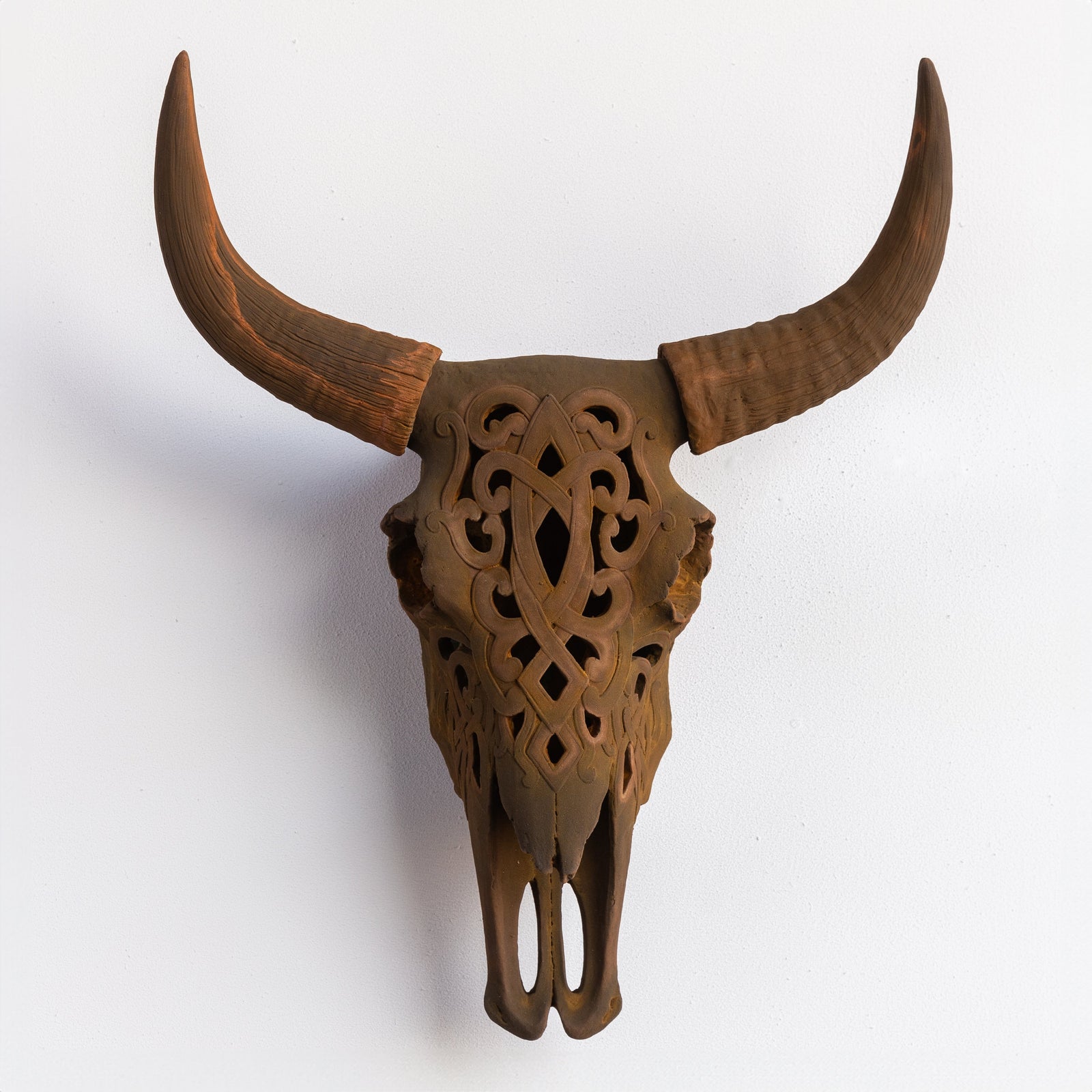 Faux Carved Cow Skull Wall Hanging