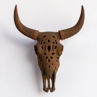 Faux Carved Cow Skull Wall Hanging