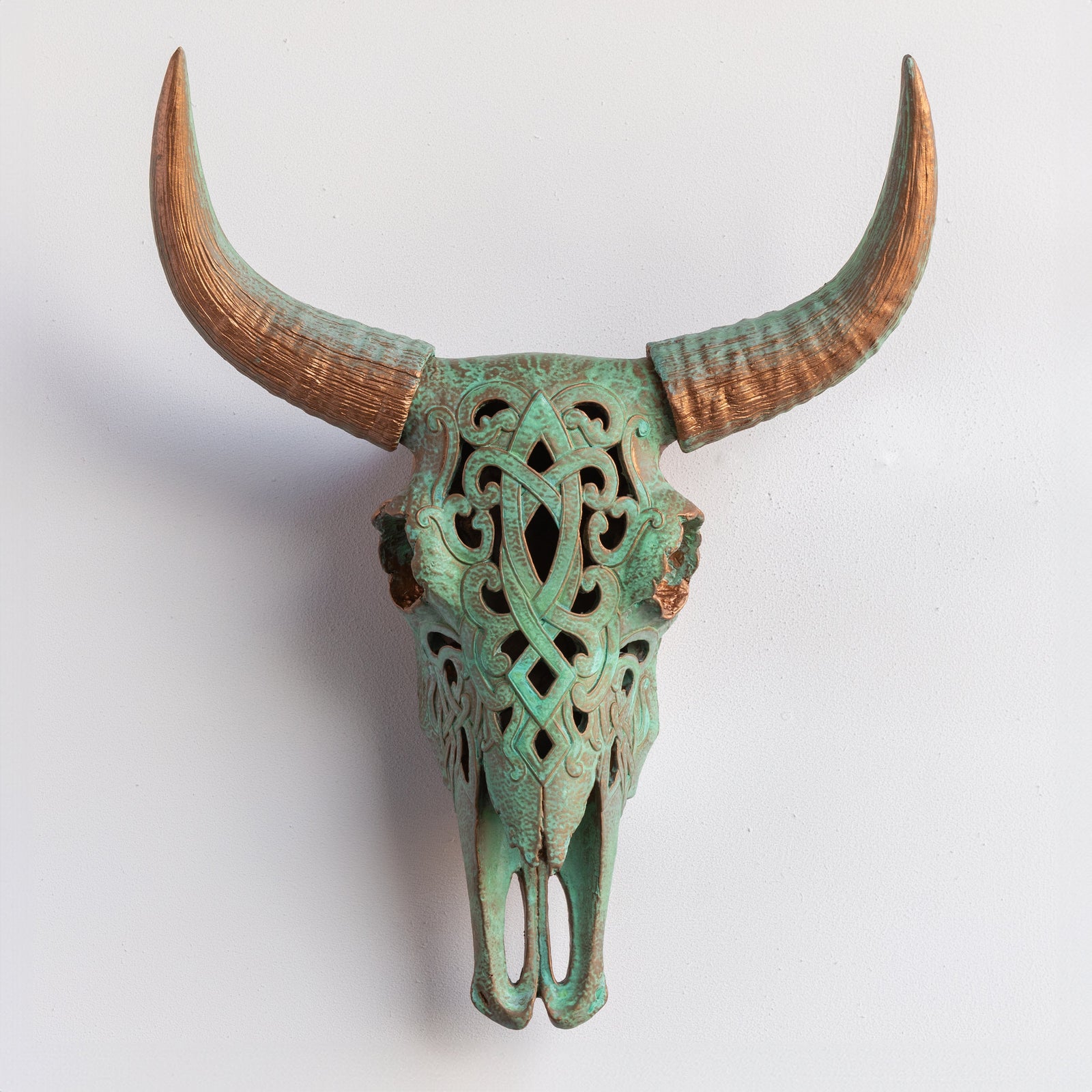 Faux Carved Cow Skull Wall Hanging