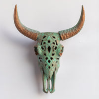 Faux Carved Cow Skull Wall Hanging